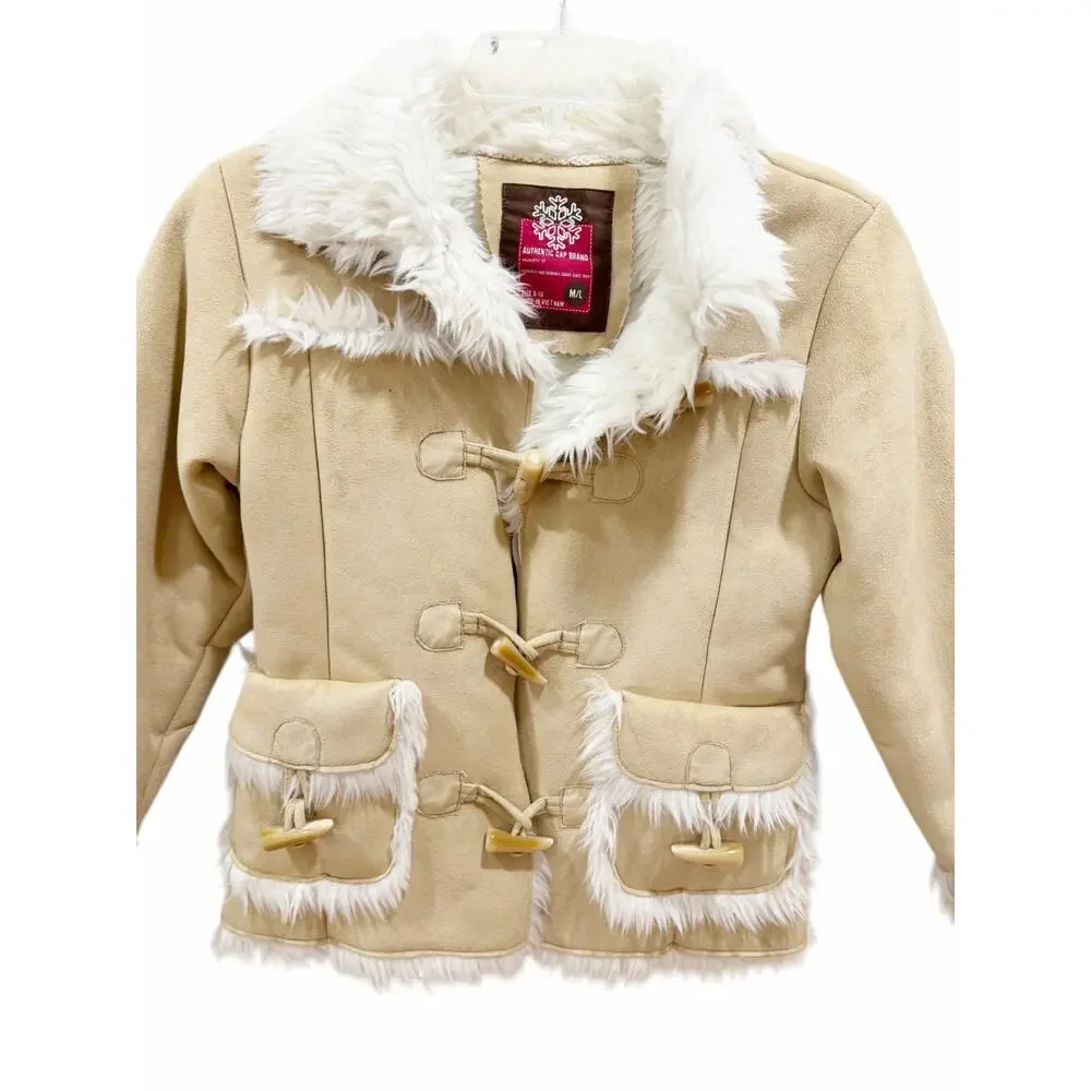Gap Girls Faux Fur Suede Combo Jacket Sz 8/10 M/L 2006
